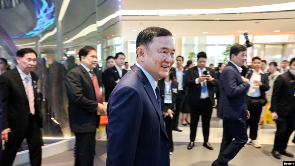 Former Thai Prime Minister Thaksin Shinawatra arrives ahead of the “Vision for Thailand” event in Bangkok, Thailand, Aug. 22, 2024.