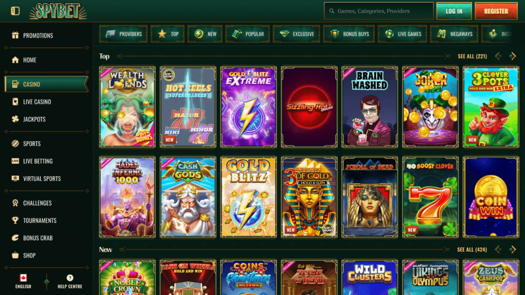 Spybet user interface
