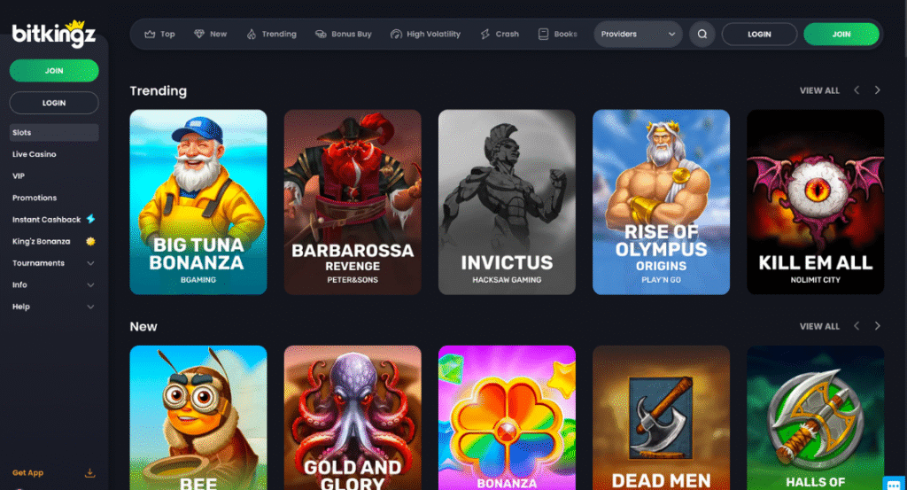 Bitkingz user interface
